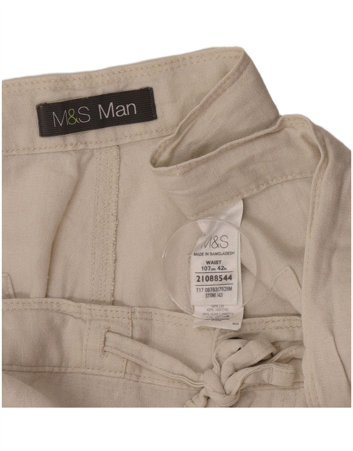 Marks & Spencer Short Chino Homme W42 2XL Beige Lin
