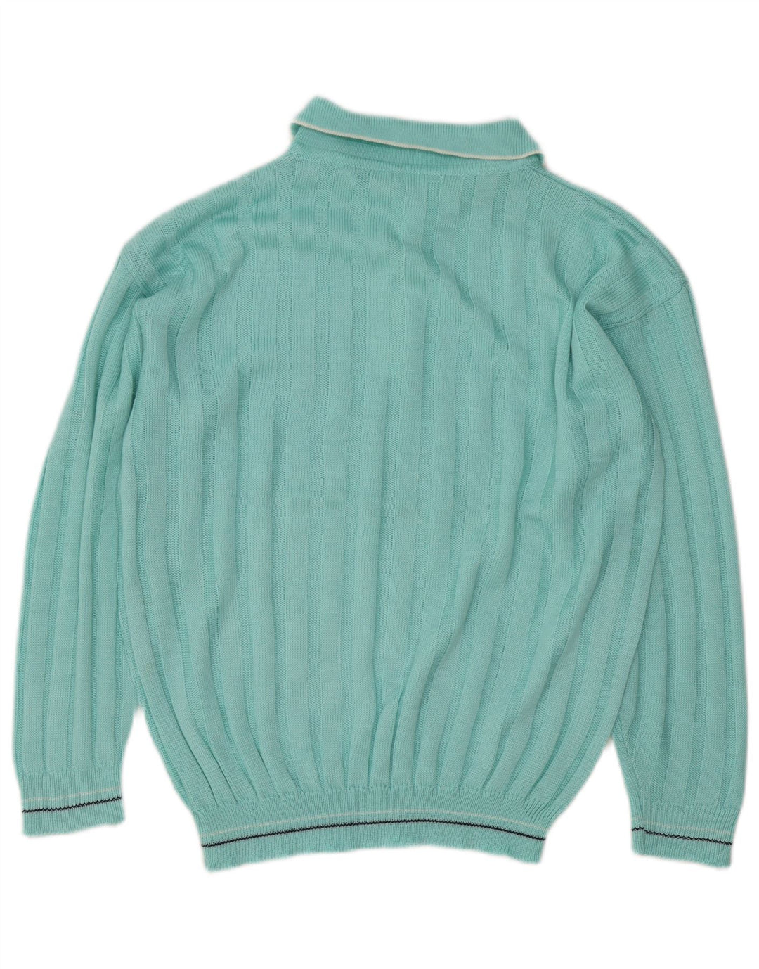 vintage Mens Polo Neck Jumper Pull Moyen Turquoise