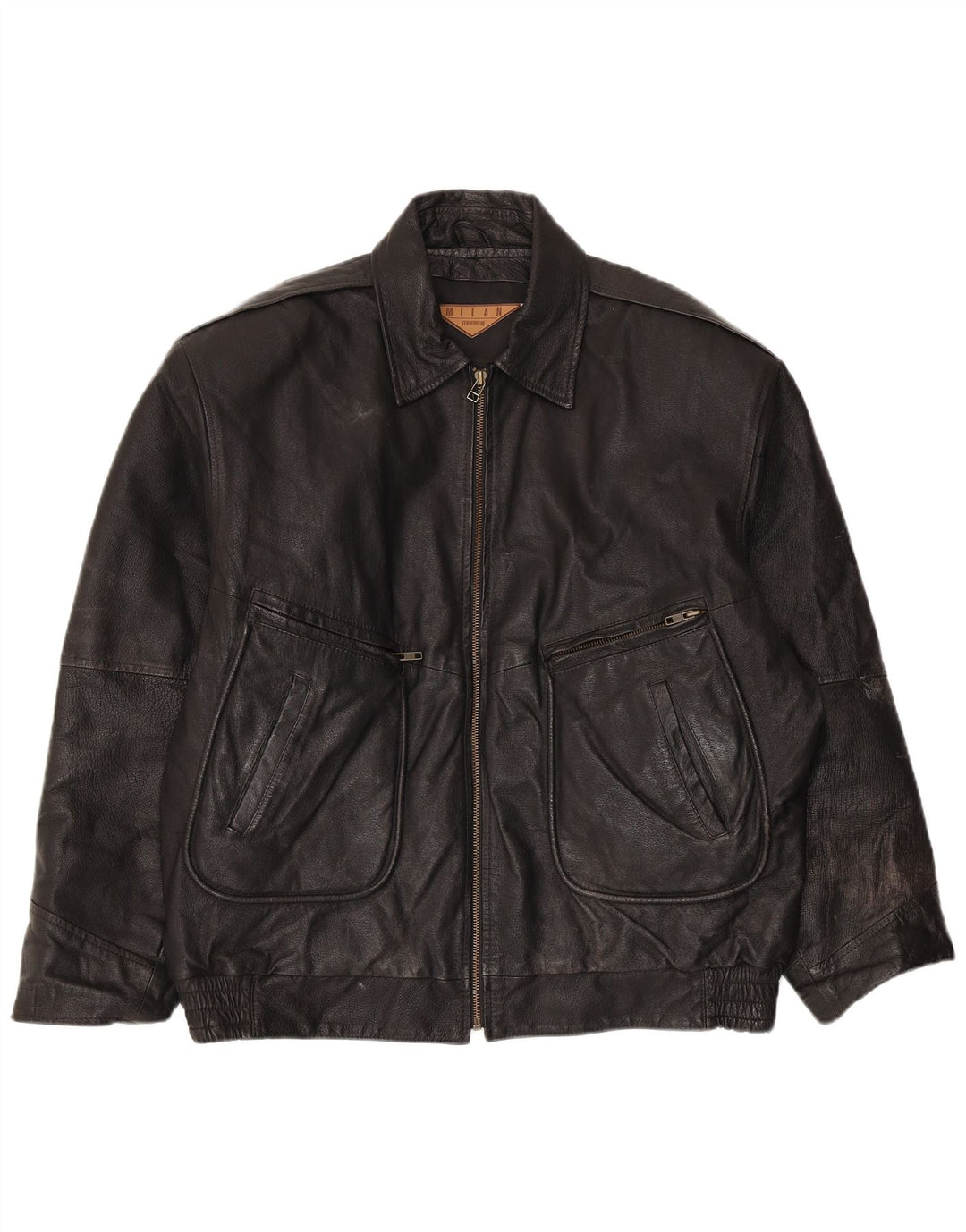 MILAN Veste en cuir pour homme UK 40 Grand cuir noir