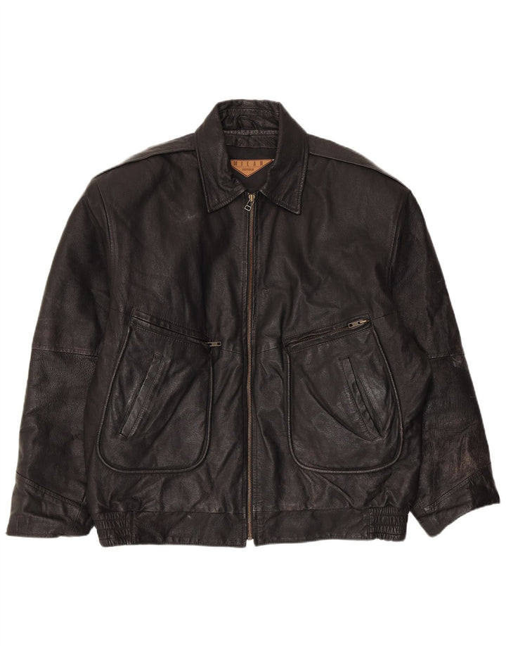 MILAN Veste en cuir pour homme UK 40 Grand cuir noir