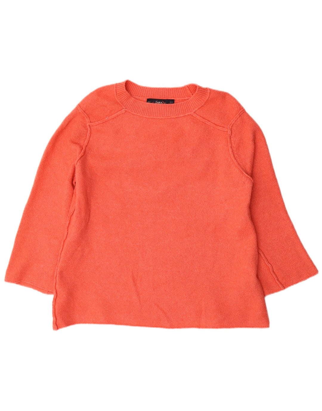 Zara Pull surdimensionné à col bateau pour femme UK 10 Petit Orange Polyester