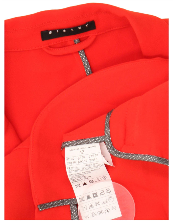Sisley Veste Blazer 4 Boutons Femme UK 10 Petit Orange Polyester