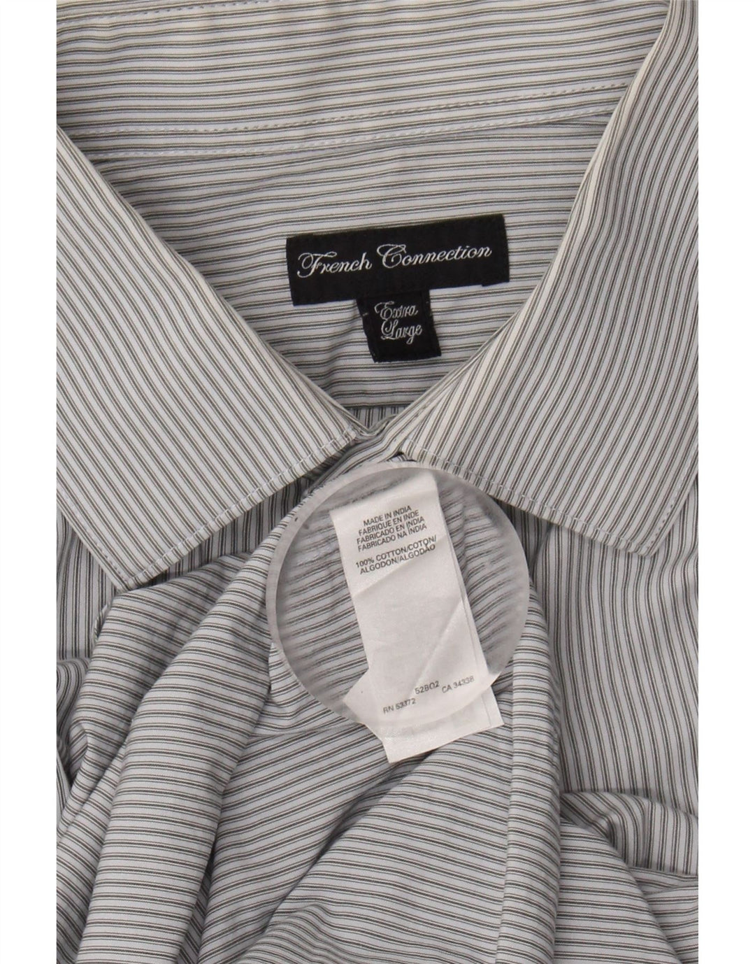 FRENCH CONNECTION Mens Shirt Large Grey Striped Cotton Vintage French Connection and Second-Hand French Connection from Messina Hembry 