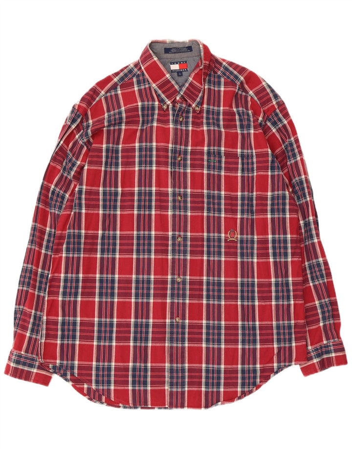 Tommy Hilfiger Chemise Homme Grand Carreau Rouge Coton