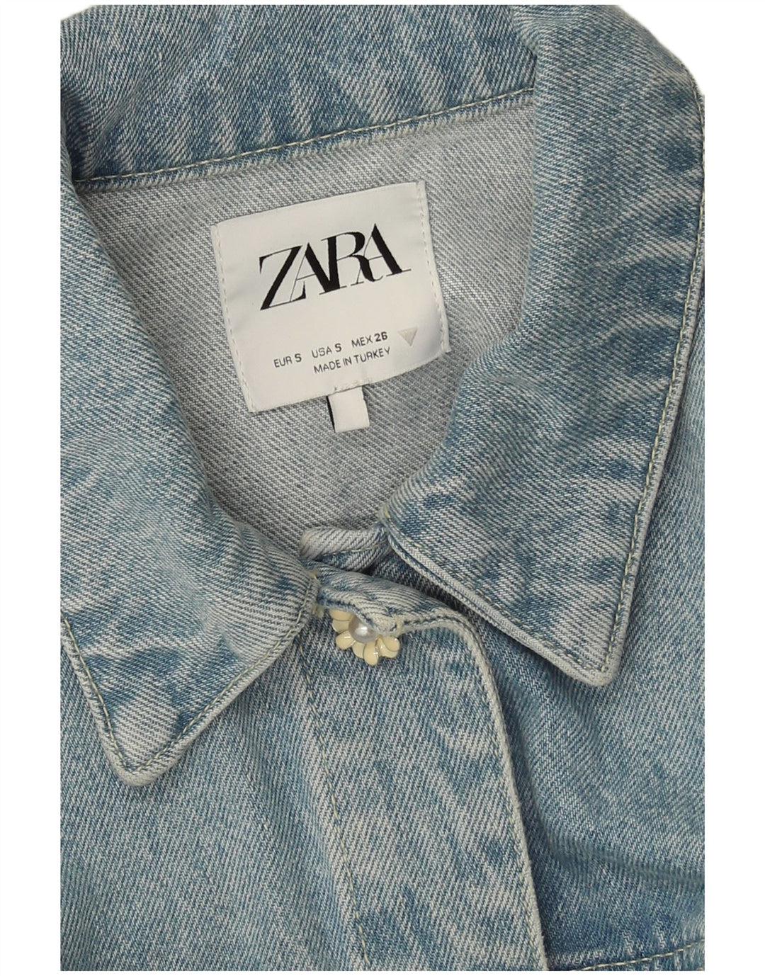Zara Womens Crop Denim Jacket UK 10 Petit Bleu Patchwork