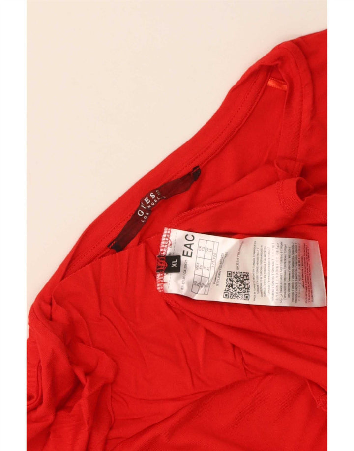 Guess T-Shirt Femme Top UK 16 Large Rouge Viscose