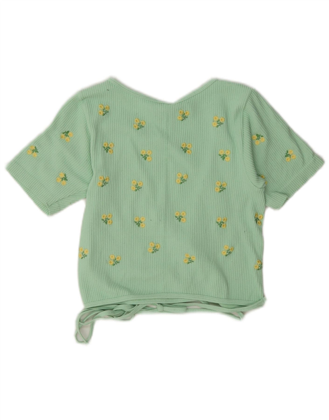 Zara Femme Wrap Cardigan Top UK 12 Medium Green Floral Polyamide