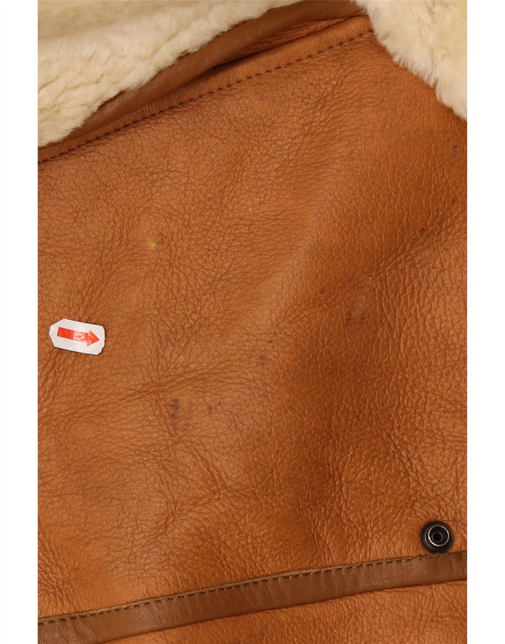 veste en peau de mouton homme vintage UK 36 Petit Brun