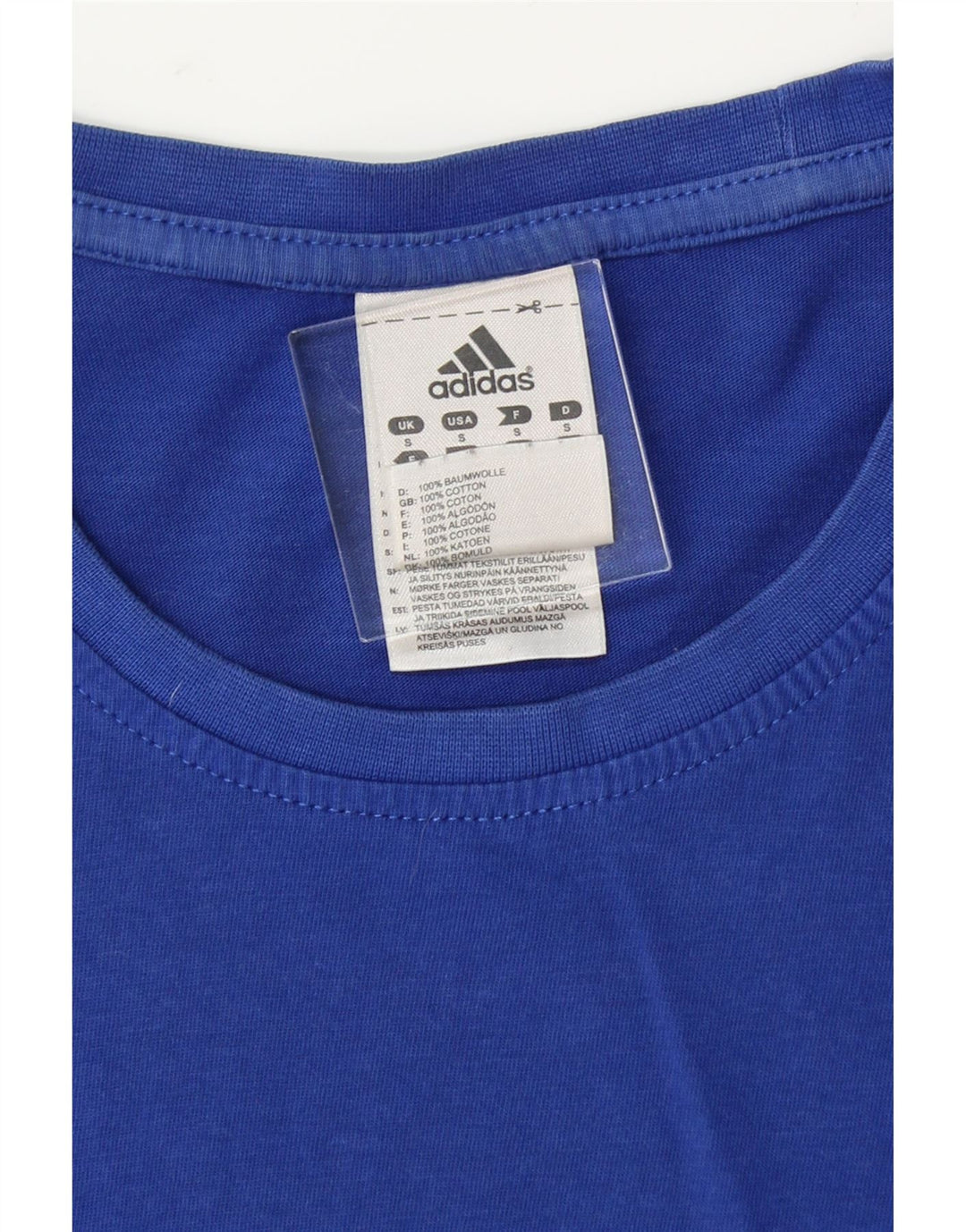 ADIDAS Mens Graphic T-Shirt Top Small Blue Cotton Vintage Adidas and Second-Hand Adidas from Messina Hembry 