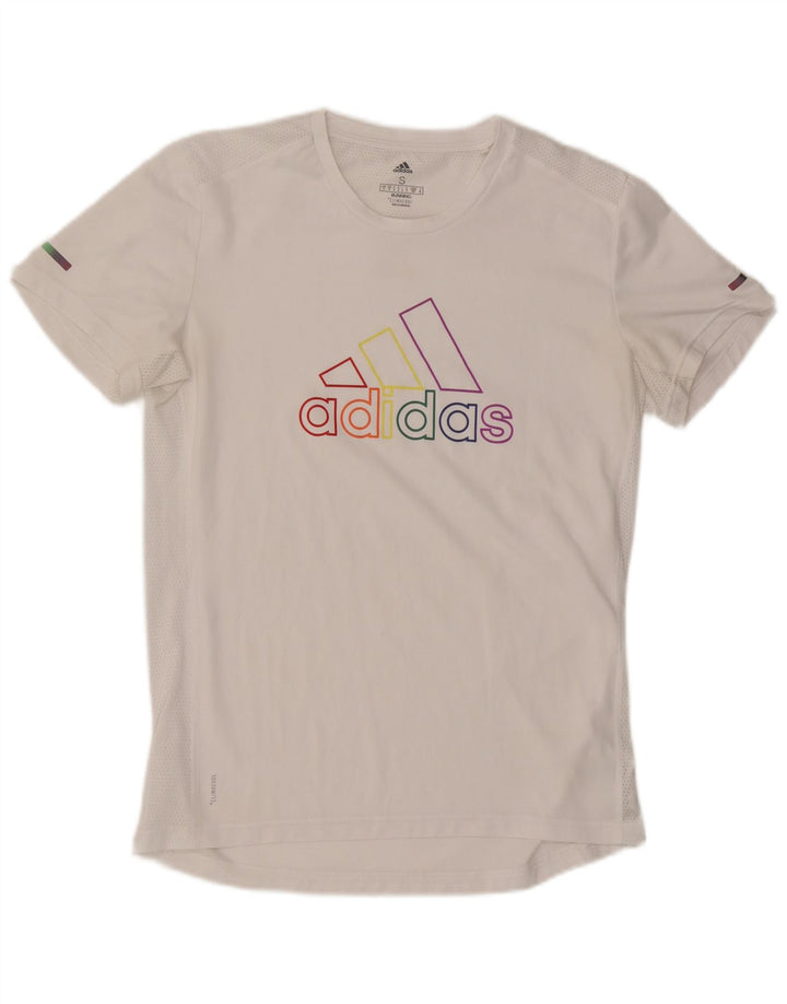 Adidas Hommes Running Graphic T-Shirt Top Blanc Moyen Polyester