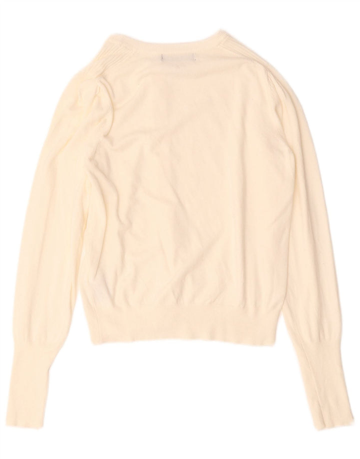 Marks & Spencer Pull Cardigan pour Femme UK 12 Medium Off White Viscose