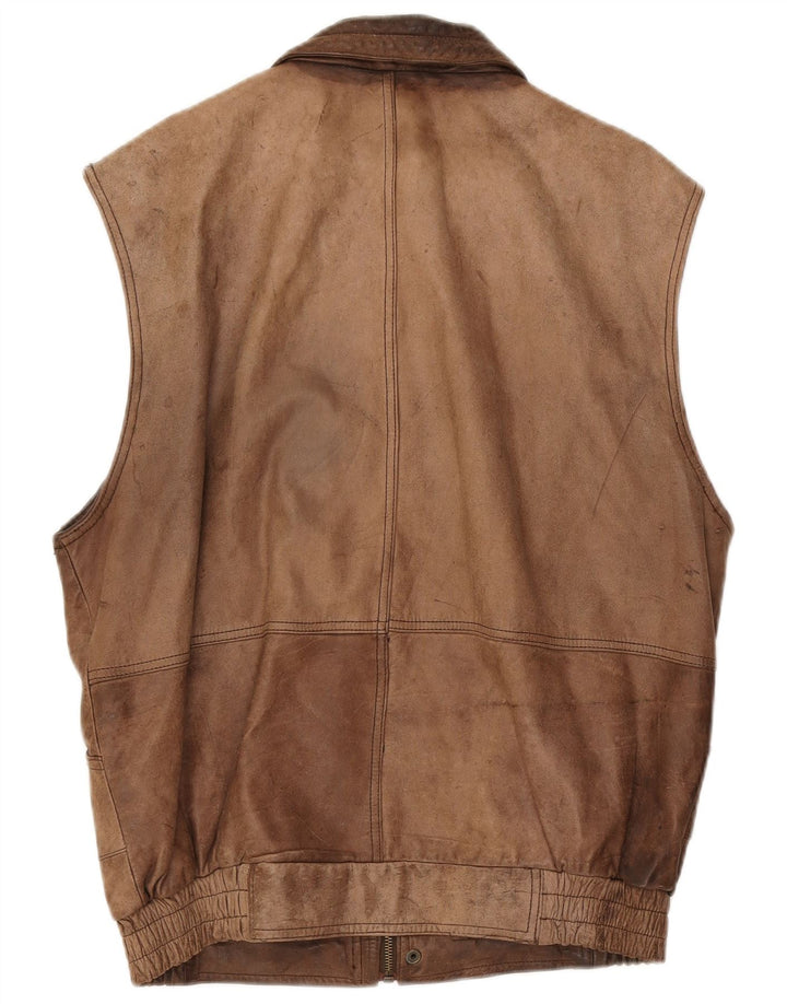 Gilet en cuir homme vintage IT 50 grand cuir marron