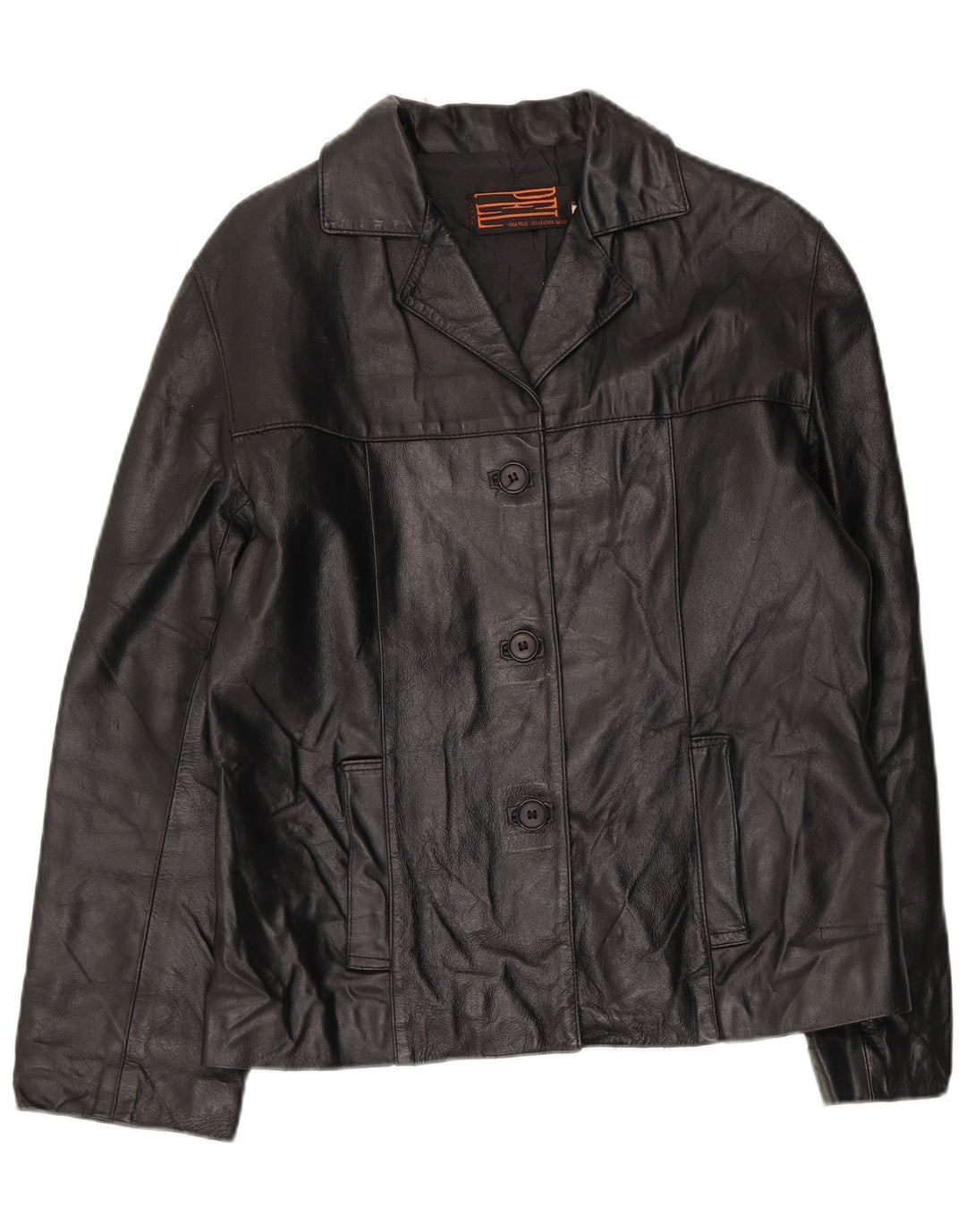 Veste en cuir femme vintage UK 14 Cuir noir moyen