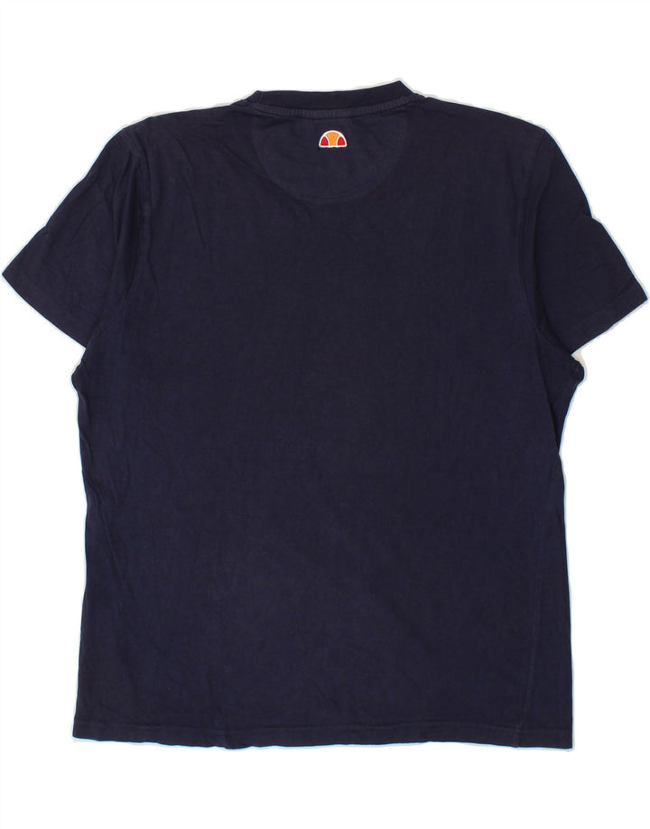 ELLESSE Mens Graphic T-Shirt Top Medium Navy Blue Cotton Vintage Ellesse and Second-Hand Ellesse from Messina Hembry 