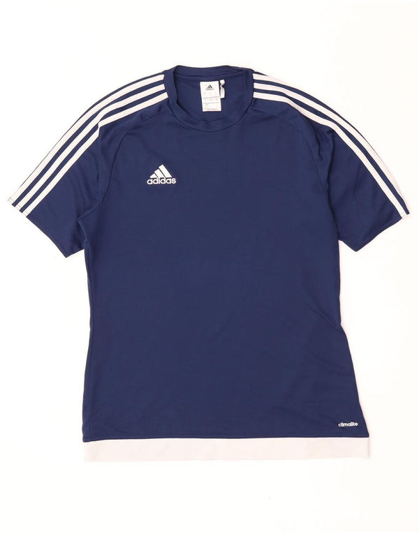 Adidas Mens Climalite T-Shirt Top Medium Navy Blue Colourblock Polyester