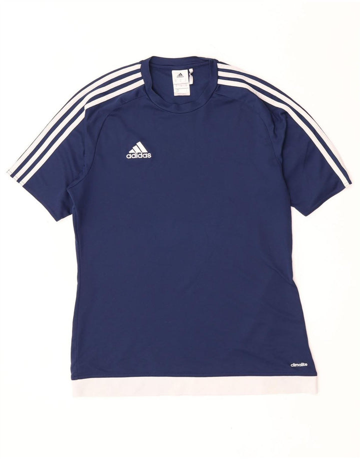 Adidas Hommes Climalite T-Shirt Top Bleu Marine Colorblock Polyester