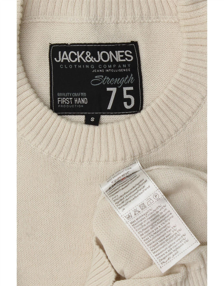JACK & JONES Pull Graphique Ras du Cou Homme Blanc Cassé Petit