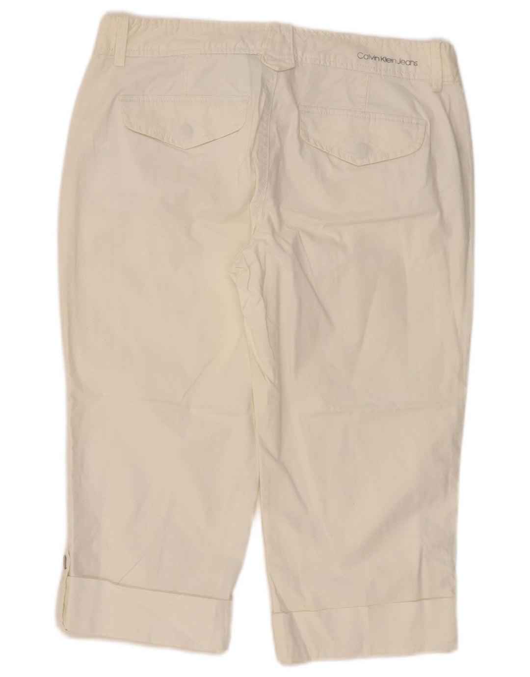CALVIN KLEIN Pantalon Capri Slim pour Femme US 12 Large W34 L19 Blanc Cassé