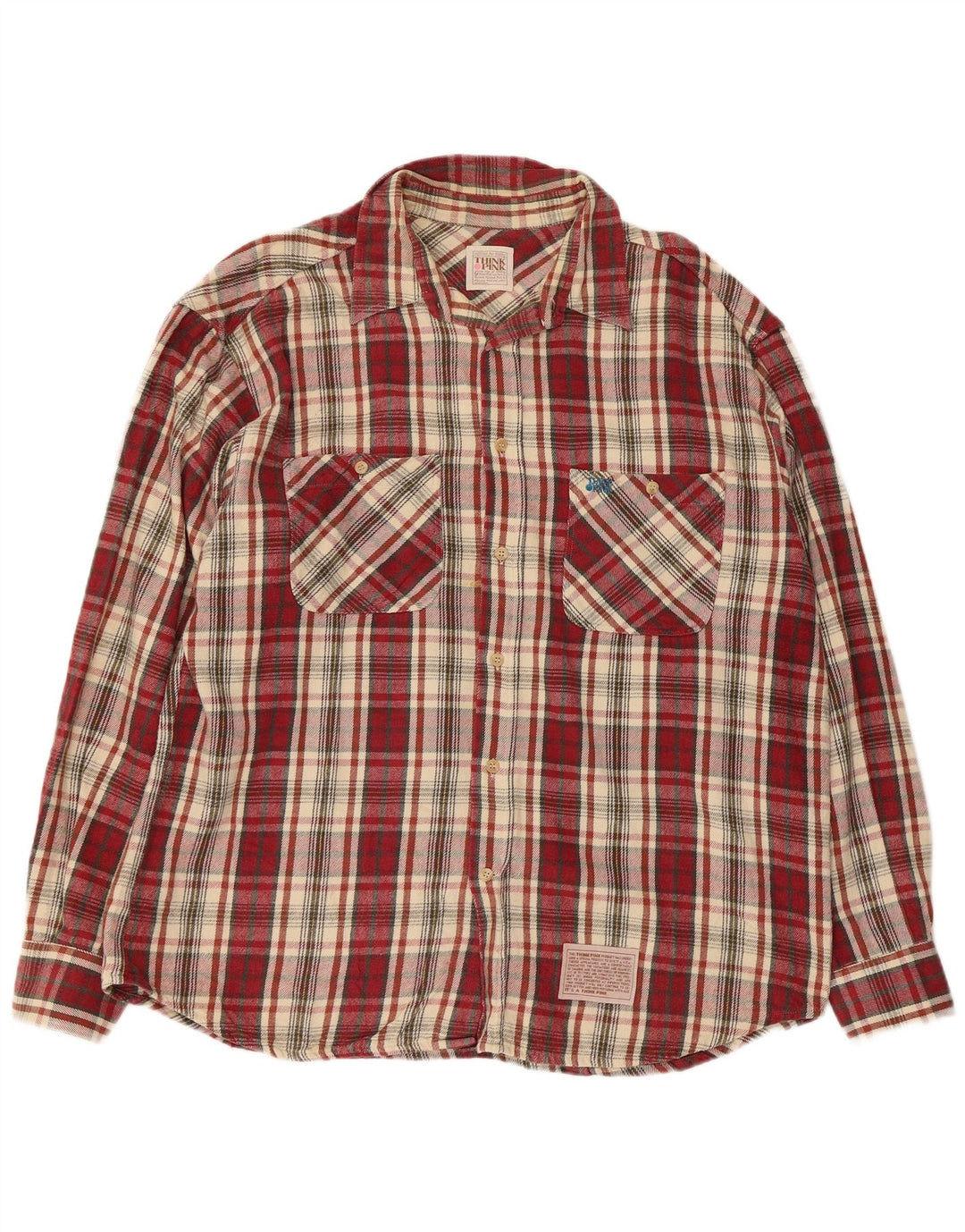 Think Pink Chemise en Flanelle à Carreaux XL Homme Bordeaux
