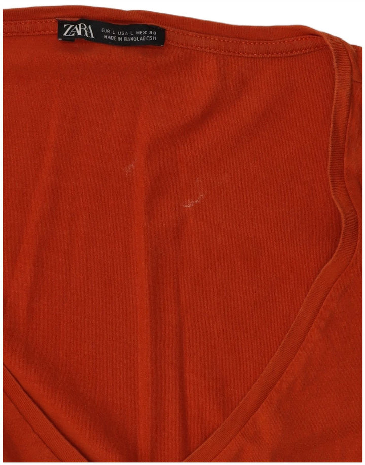 ZARA Robe à volants pour femme UK 16 Large Orange