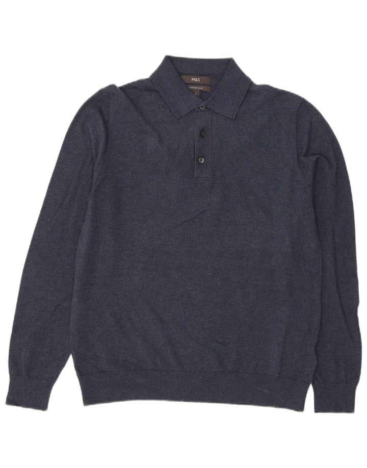 Marks & Spencer Pull col polo homme bleu marine moyen coton
