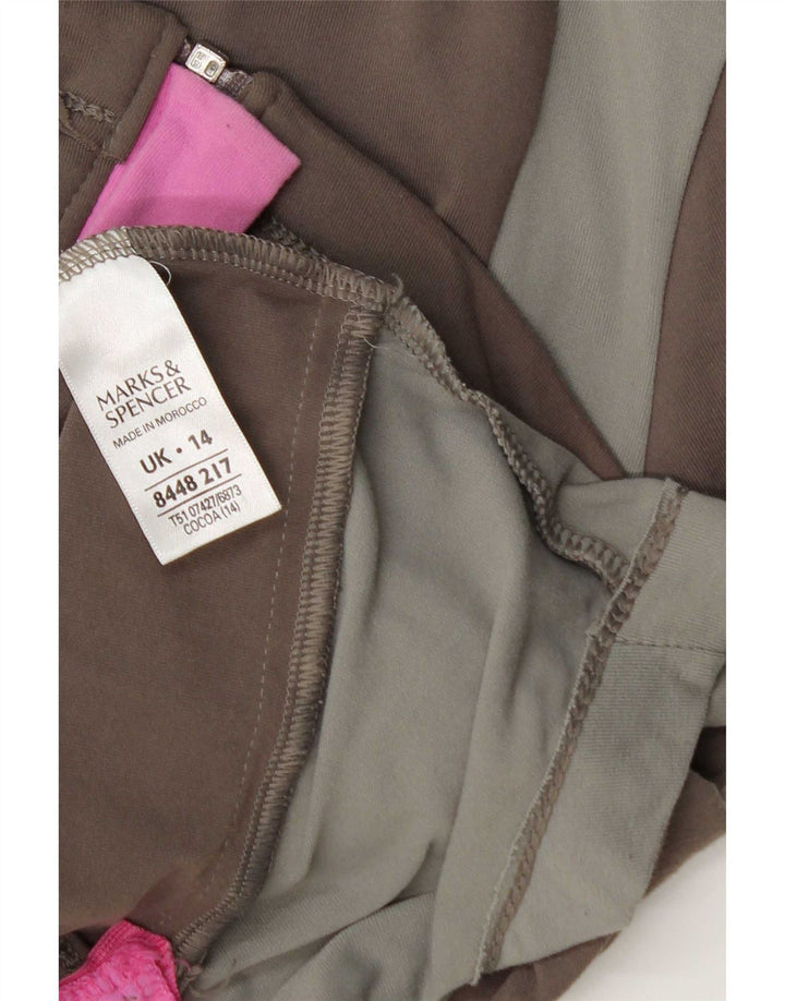 Marks & Spencer Veste de survêtement pour femme UK 14 Large Marron Colourblock