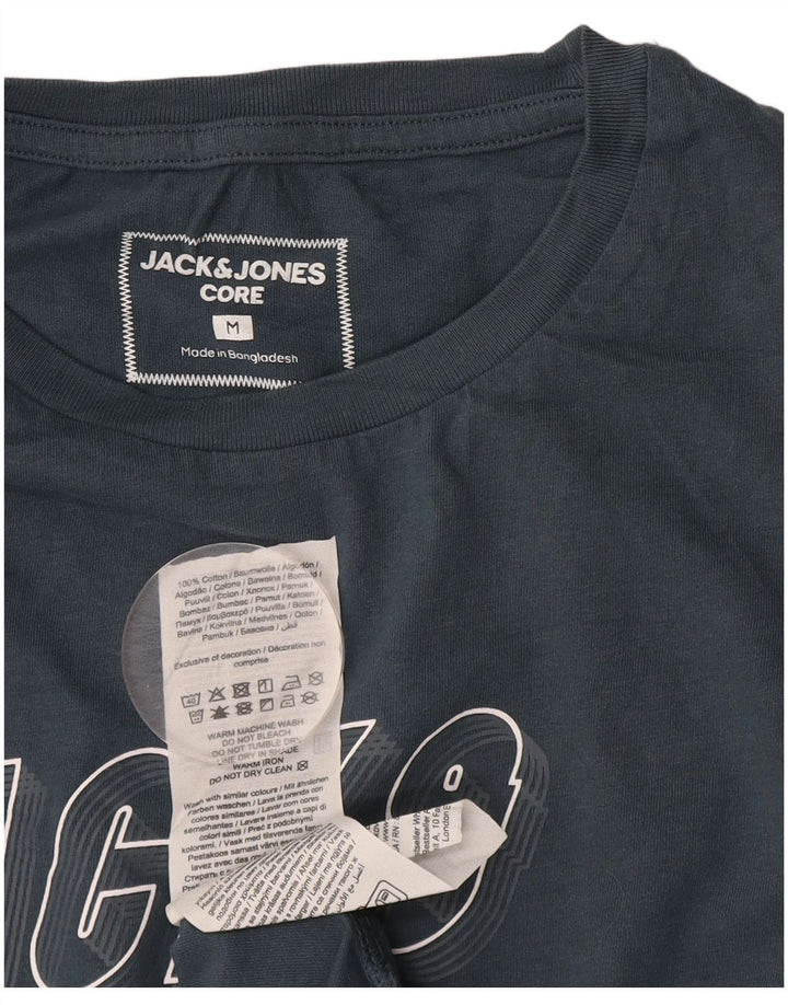 JACK & JONES T-Shirt Graphique Homme Bleu Marine Moyen Coton