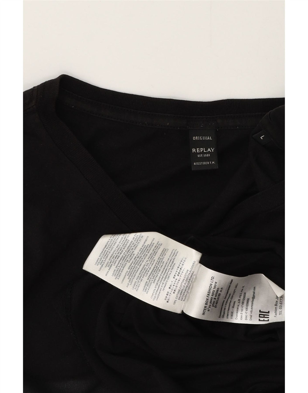 REPLAY T-Shirt Graphique Homme Grand Noir Coton