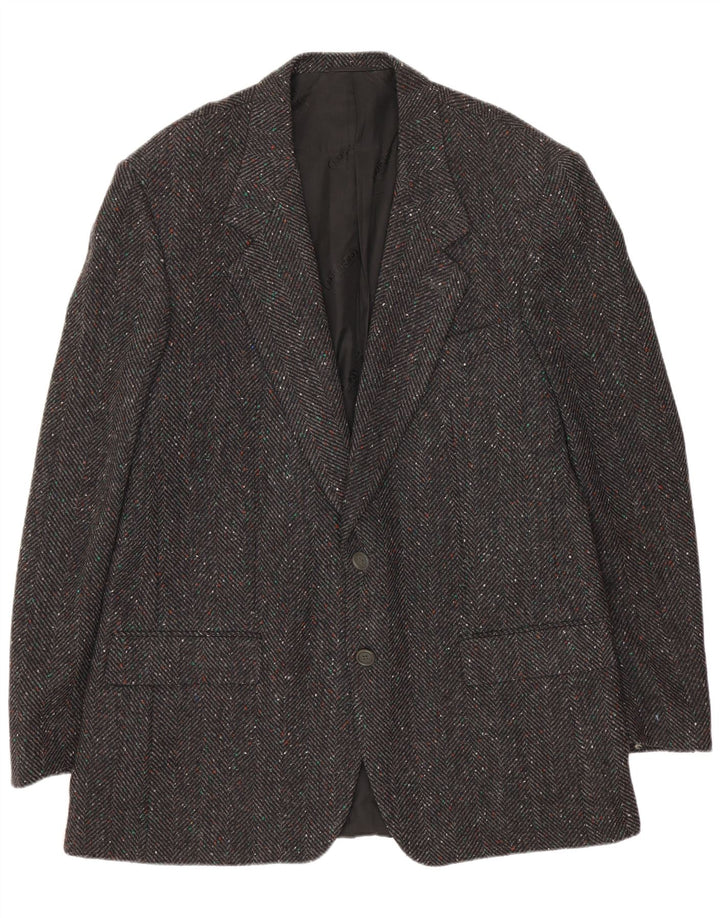 Cacharel Veste Blazer 2 Boutons Homme IT 52 XL Laine à Chevrons Gris