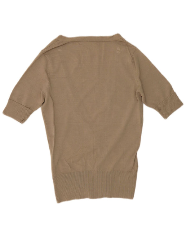 Zara Cardigan à manches courtes pour femme en viscose kaki moyen UK 42