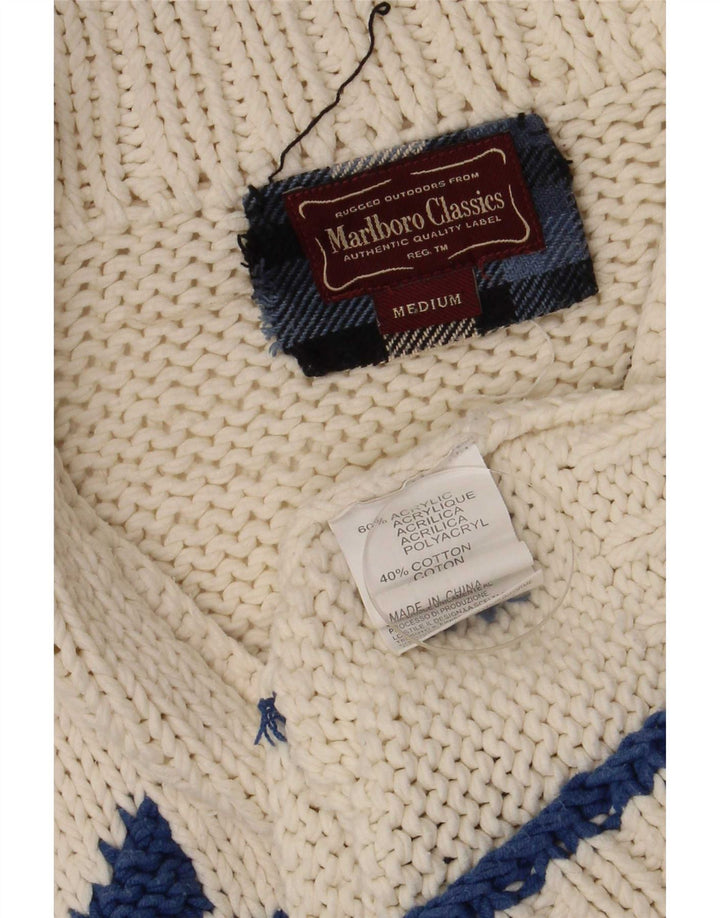 Marlboro Classics Cardigan pour homme Blanc cassé Fair Isle Rétro
