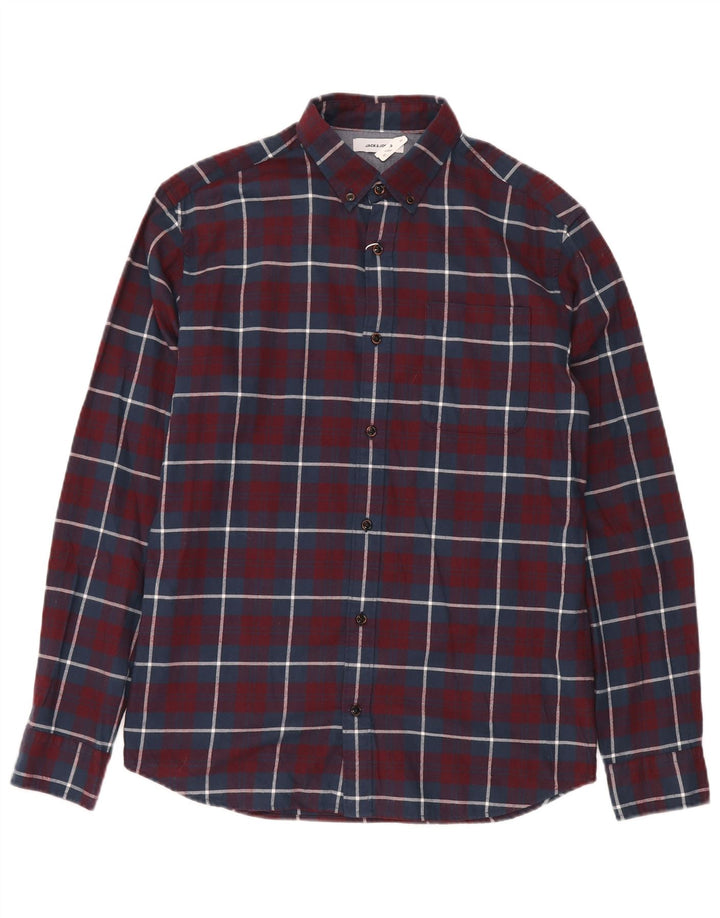 JACK & JONES Chemise Flanelle Homme Coton à Carreaux Bordeaux Moyen