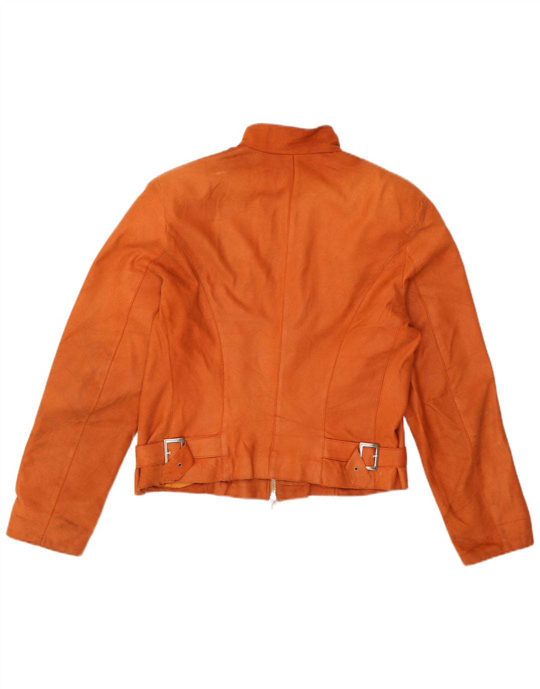Veste en cuir crop femme vintage IT 44 Cuir orange moyen
