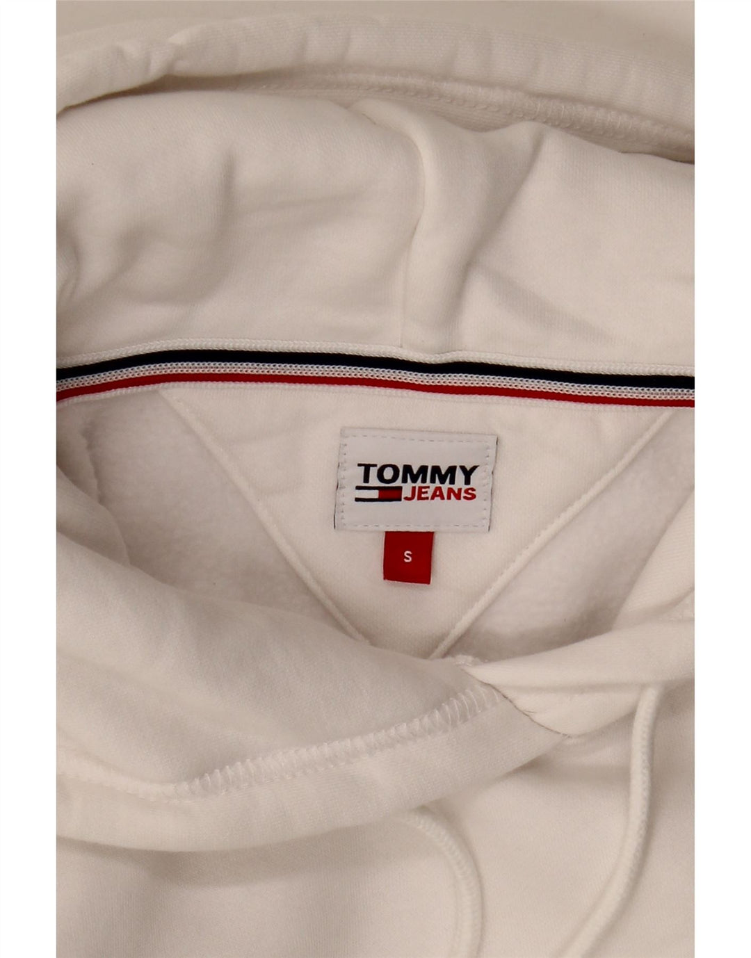 TOMMY HILFIGER Pull à capuche surdimensionné pour femme UK 10 Petit Blanc