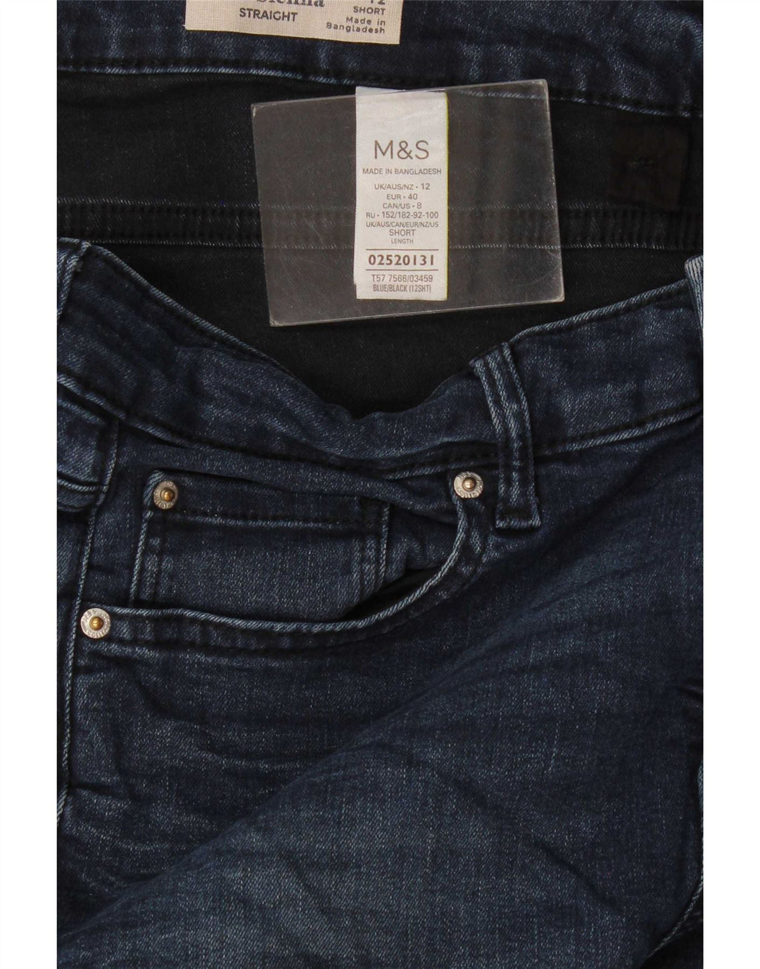 Marks & Spencer Jean droit pour femme UK 12 Medium W30 L28 Bleu marine