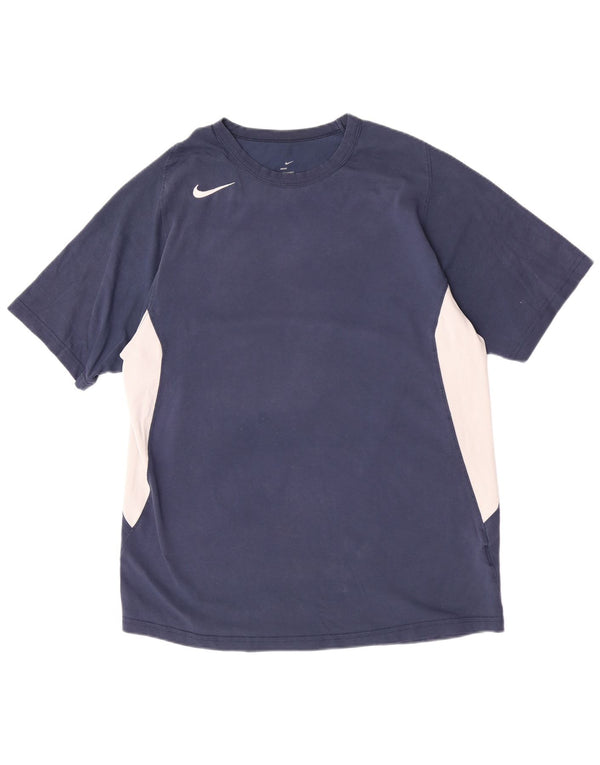 Nike T-shirt pour homme UK 42/44 Large Bleu marine Colourblock Coton