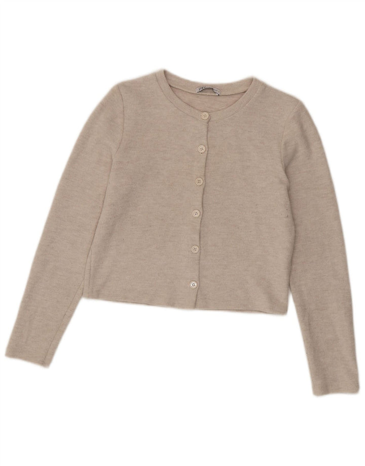 Zara Womens Crop Cardigan Pull UK 12 Polyester Beige Moyen