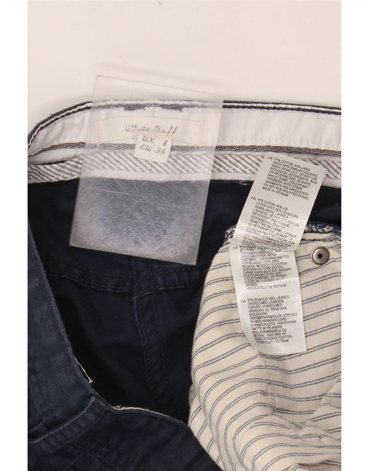 WHITE STUFF Short décontracté pour femme UK 8 Small W32 Bleu Marine Coton