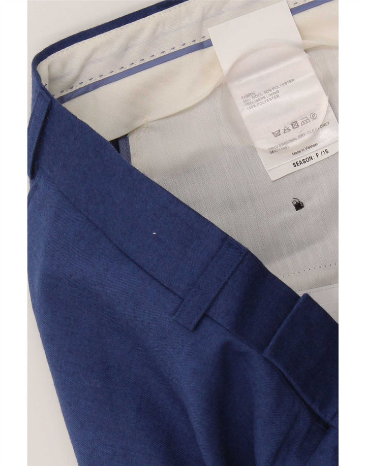 French Connection Pantalon de Costume Droit Homme W36 L31 Bleu Laine