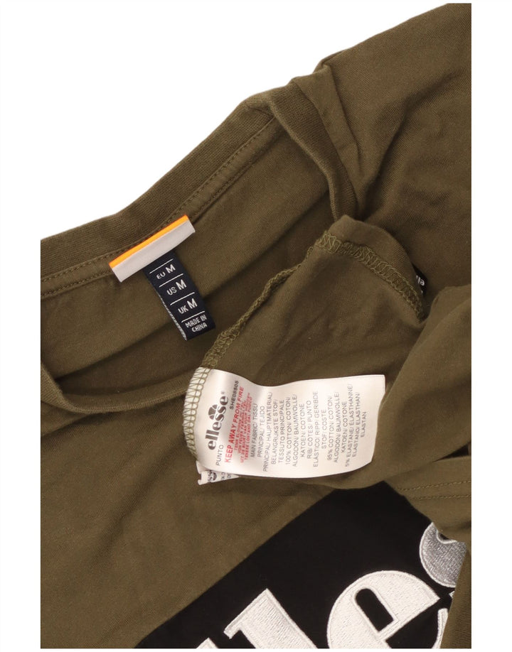 Ellesse T-shirt graphique en coton color block moyen kaki homme