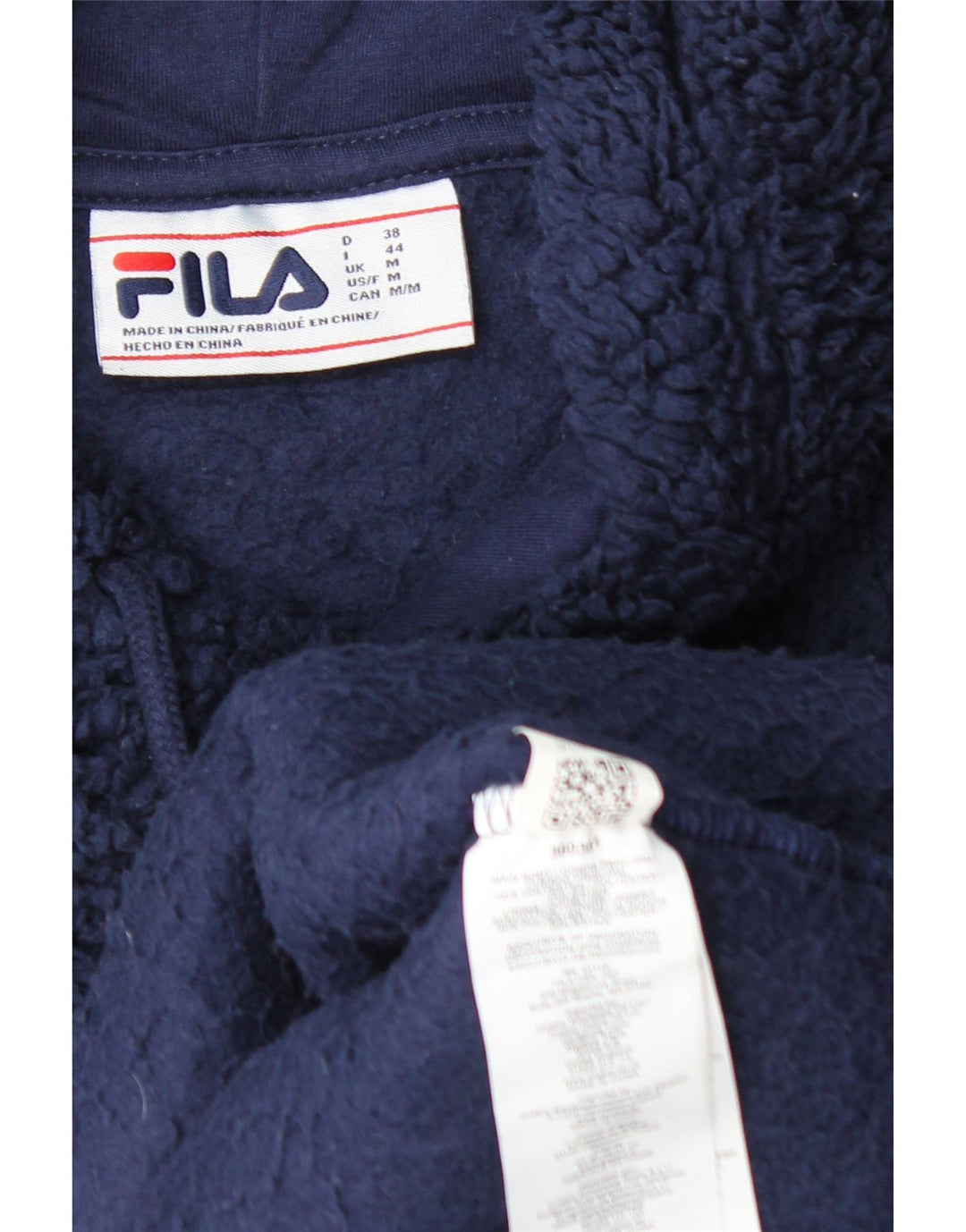 FILA Pull à capuche en polaire graphique pour femme UK 14 Bleu marine moyen Polyester