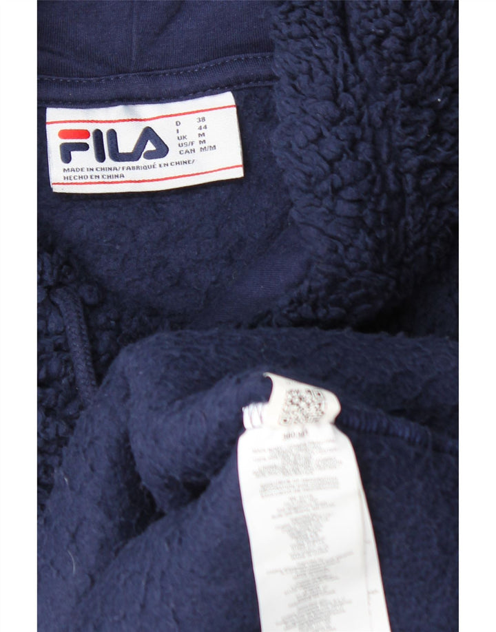FILA Pull à capuche en polaire graphique pour femme UK 14 Bleu marine moyen Polyester