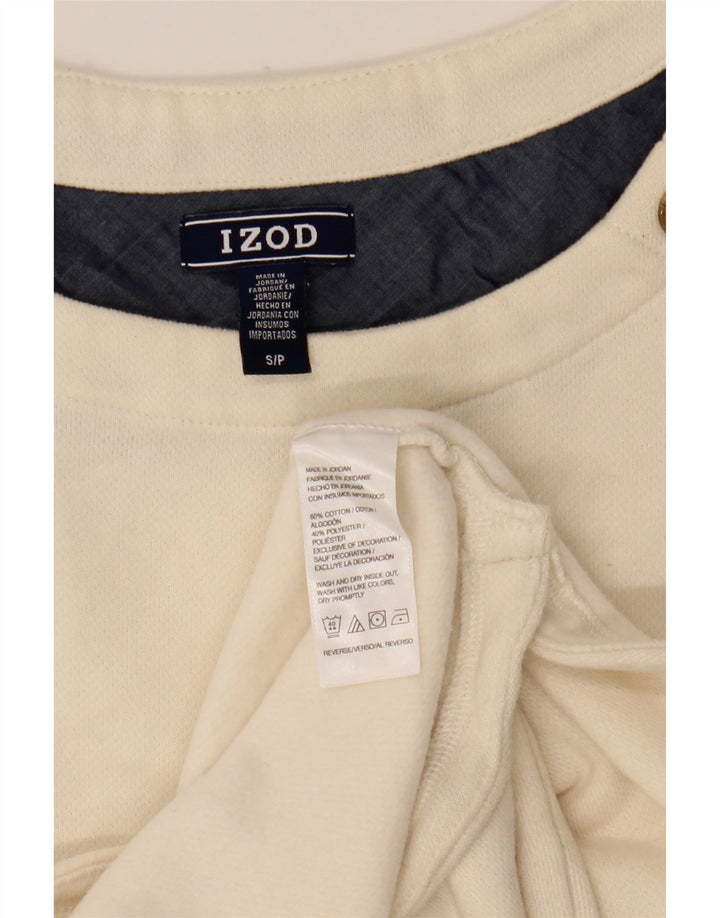 Izod Haut Femme Manches Longues UK 10 Petit Coton Blanc
