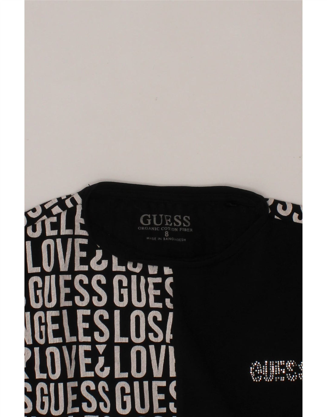 GUESS T-shirt graphique pour filles 7-8 ans en coton noir