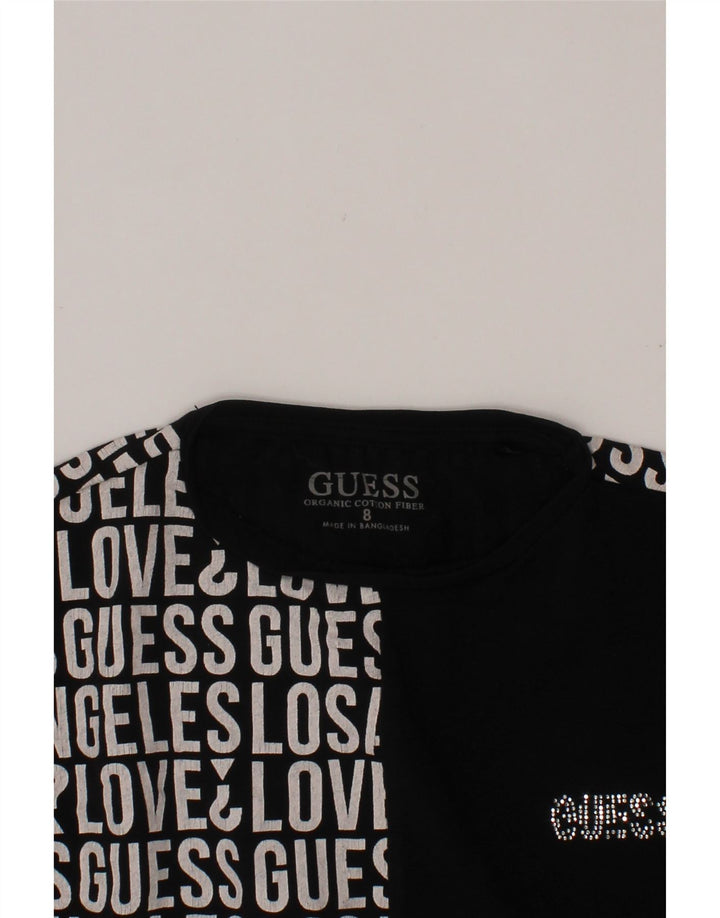 GUESS T-shirt graphique pour filles 7-8 ans en coton noir
