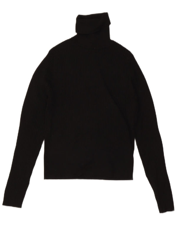 Zara Pull court à col roulé pour femme UK 14 Large Noir