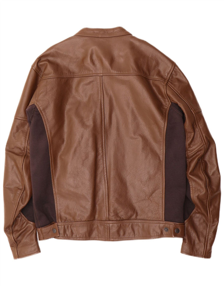 Course Veste de course en cuir pour homme UK 38 Cuir color block marron moyen