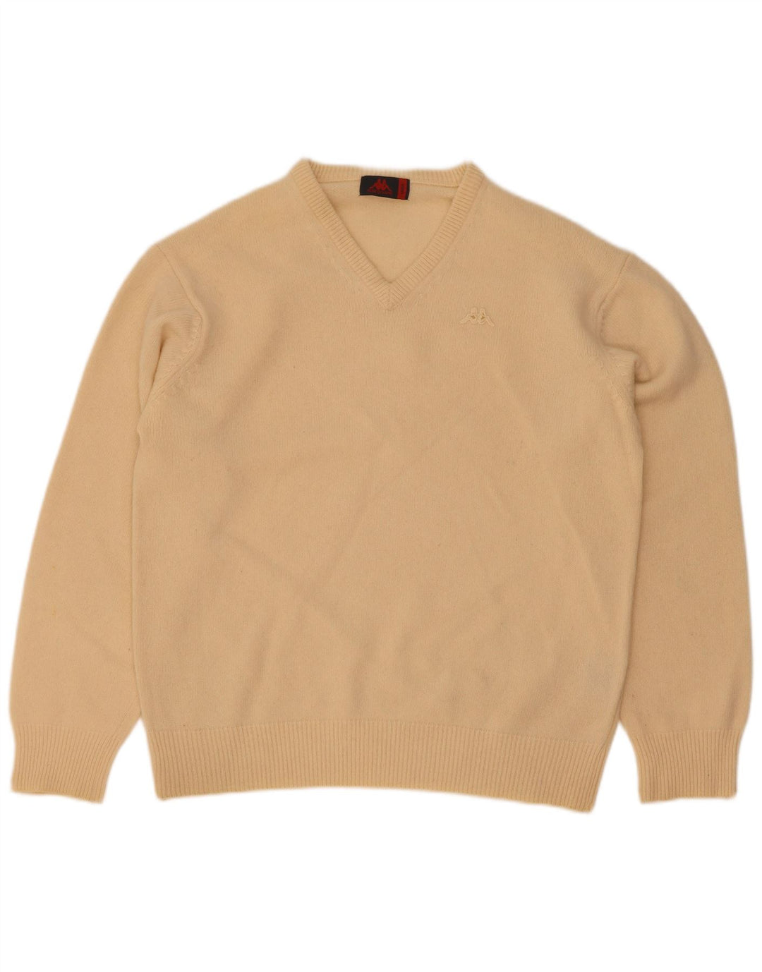 Kappa Pull col V pour homme en laine d'agneau Beige Large