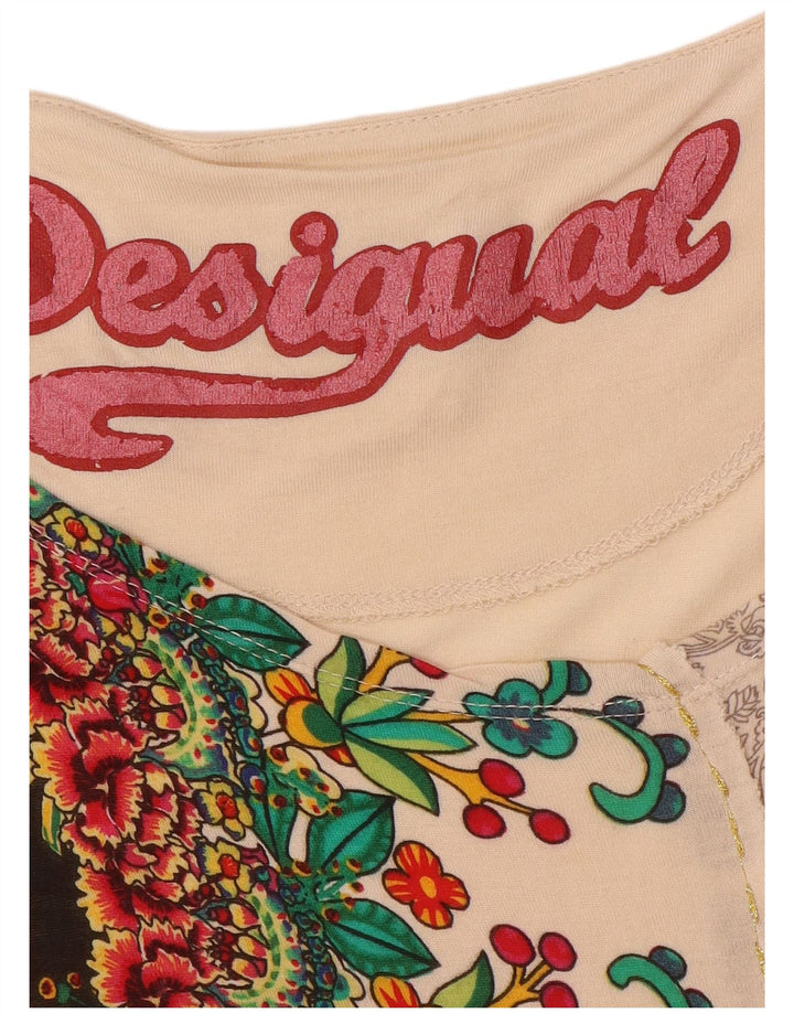 Desigual Chemisier chauve-souris pour femme UK 12 Medium Off White Floral