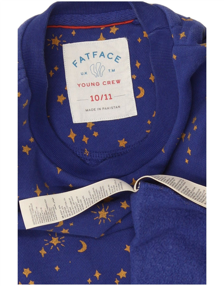 Fat Face Robe basique à manches longues avec motif abstrait pour fille 10-11 ans Bleu